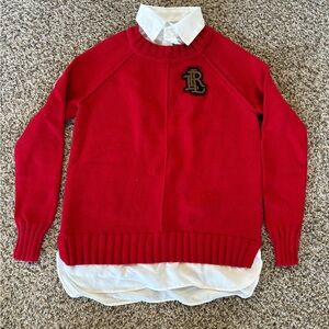 Ralph Lauren Red Sweater with White Collar